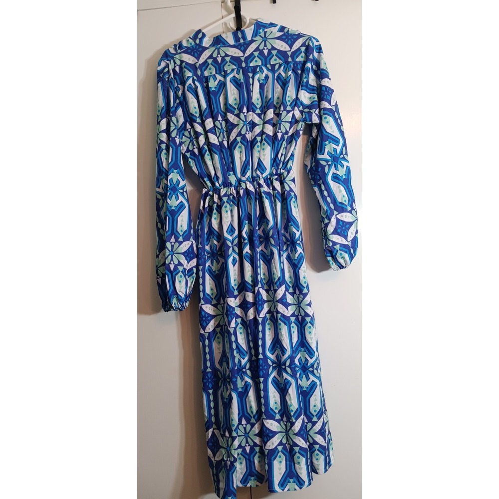 womens Dress Medium Geometric Maxi Cottagecore Modest bold office teacher - Picture 2 of 8